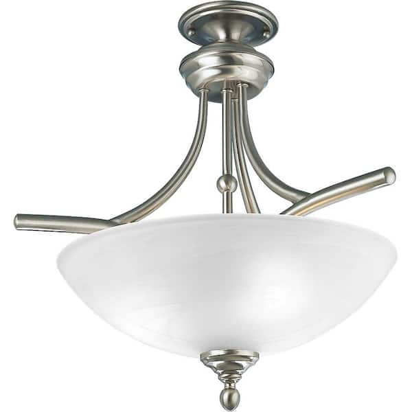 Progress Lighting Glendale Collection 3-Light Brushed Nickel Semi-Flush Mount Light