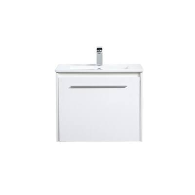 Timeless Home 24 in. W x 18.31 in. D x 19.69 in. H Single Bathroom Vanity in White with Porcelain