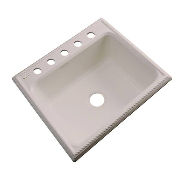 Thermocast Wentworth Drop-In Acrylic 25 in. 5-Hole Single Bowl Kitchen Sink in Fawn Beige