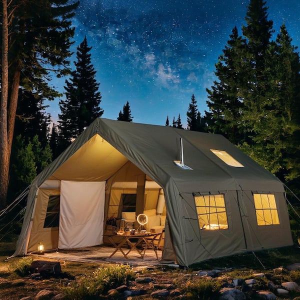 DSNAPE Basecamp 15.7 ft. x 11.8 ft. Green Inflatable Camping Tent