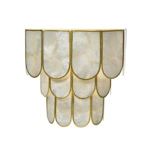 9.25 in. 4-Tier Capiz and Metal 1 Wall Sconce Light