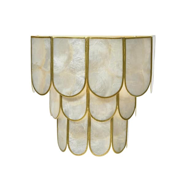 9.25 in. 4-Tier Capiz and Metal 1 Wall Sconce Light
