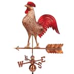 Large Rooster Weathervane - Pure Copper Hand Finished Multi-Color Patina