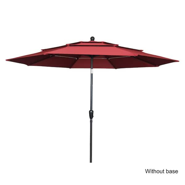 Flynama 10 ft. Aluminum Market Patio Umbrella with Double Vented in Burgundy