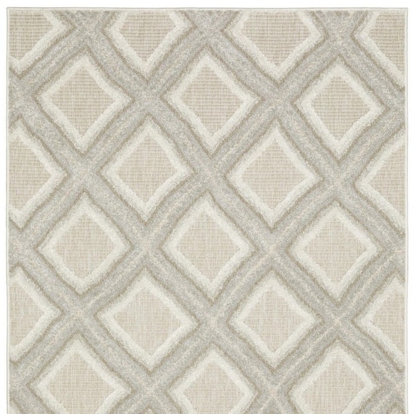 10 ft. x 13 ft. Gray, Beige Geometric Washable Area Rug