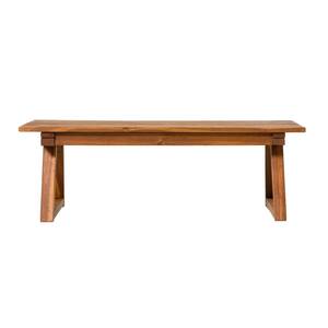 Brown Rectangle Wood Modern Outdoor Trapezoid-Leg Coffee Table