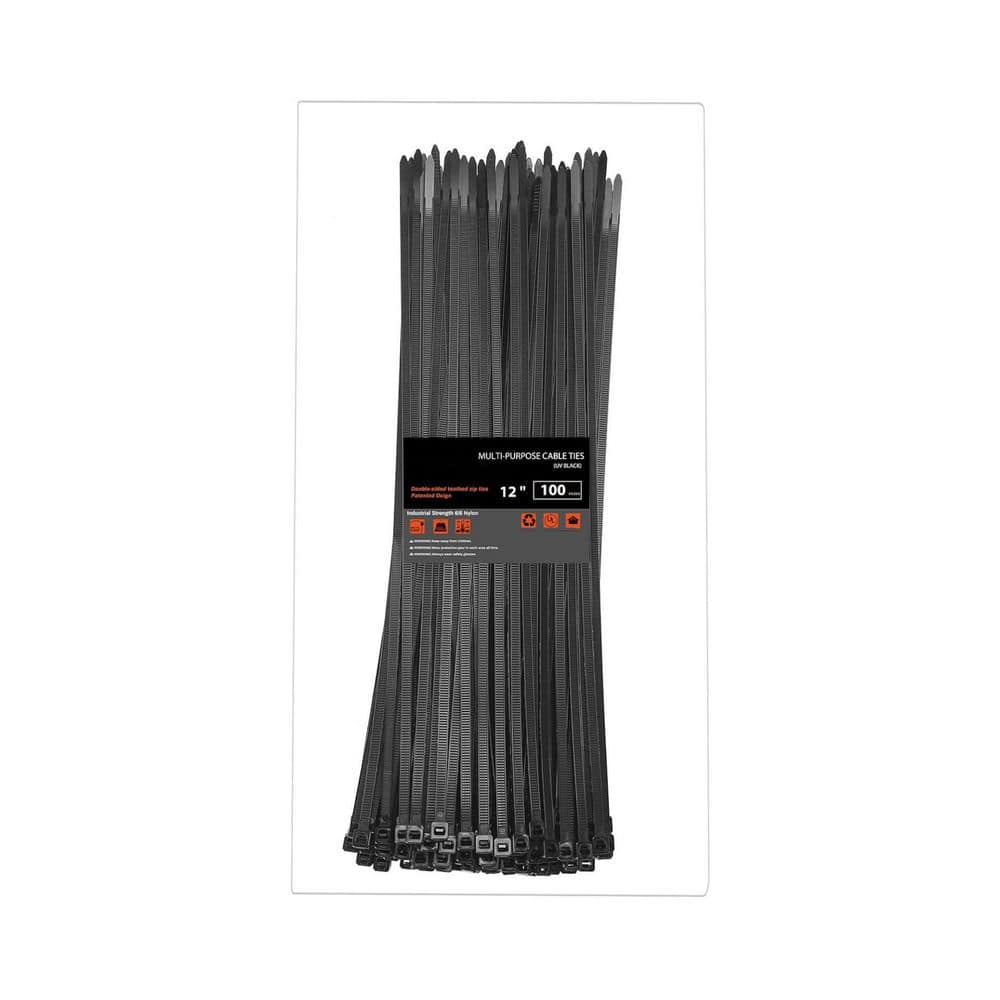 12 in. UV Resistant Nylon Cable Zip Tie Double Sided Toothed Heavy Duty Wire Ties (100-Pack) price history on PriceWatchPro
