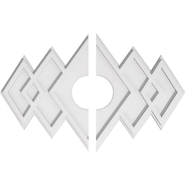 Ekena Millwork 26 in. W x 17-3/8 in. H x 5 in. ID x 1 in. P Zoe Architectural Grade PVC Contemporary Ceiling Medallion (2-Piece)