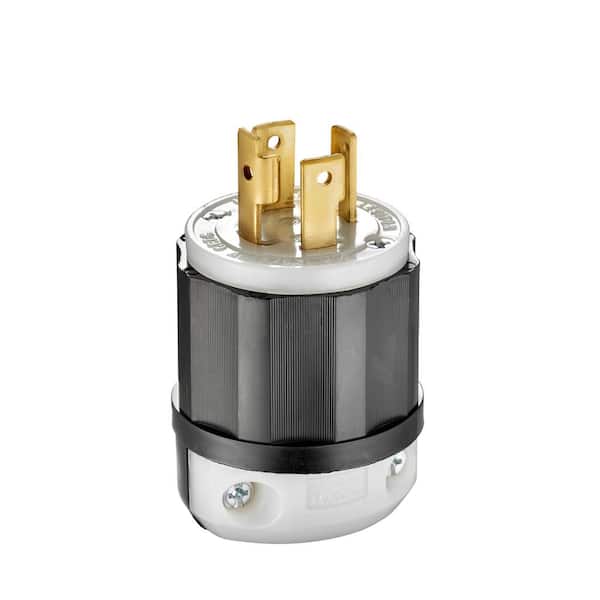 Leviton 30 Amp 125/250-Volt Locking Plug, Black and White