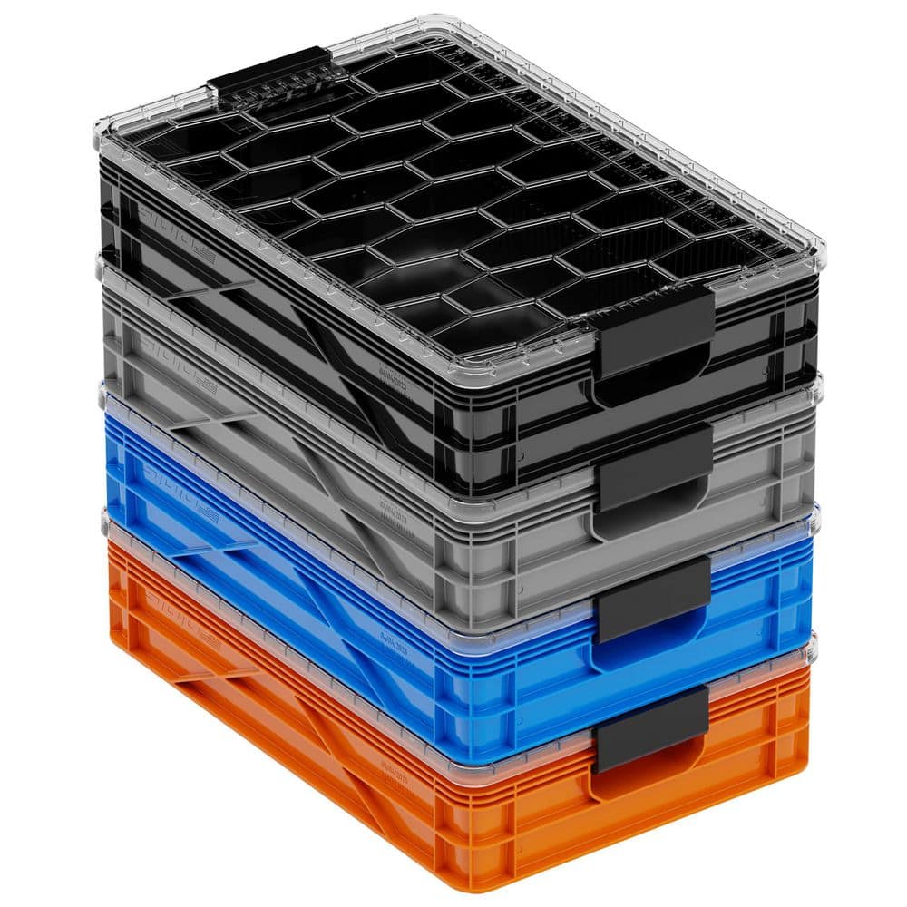 Quarter Crate 4-Pack Heavy Duty Stackable Storage Bins with Lids and Dividers Variety Pack price history on PriceWatchPro