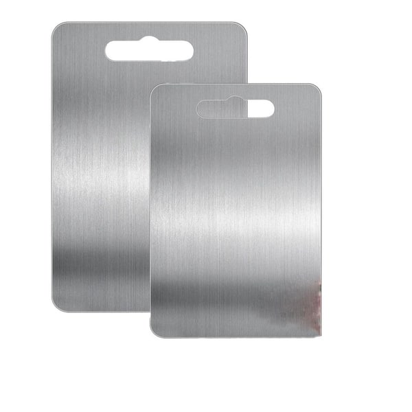 2 - Pack Cutting Board Set, 13.88 in. x 9.05 in. and 11.81 in. x 7.87 in., Stainless Steel, Ideal for Kitchen Use