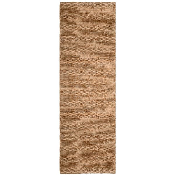 Natural Fiber 2 ft. x 16 ft. Natural Solid Color Runner Rug