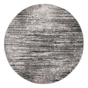 Contemporary Faded Elsa Grey 5 ft. x 5 ft. Round Area Rug