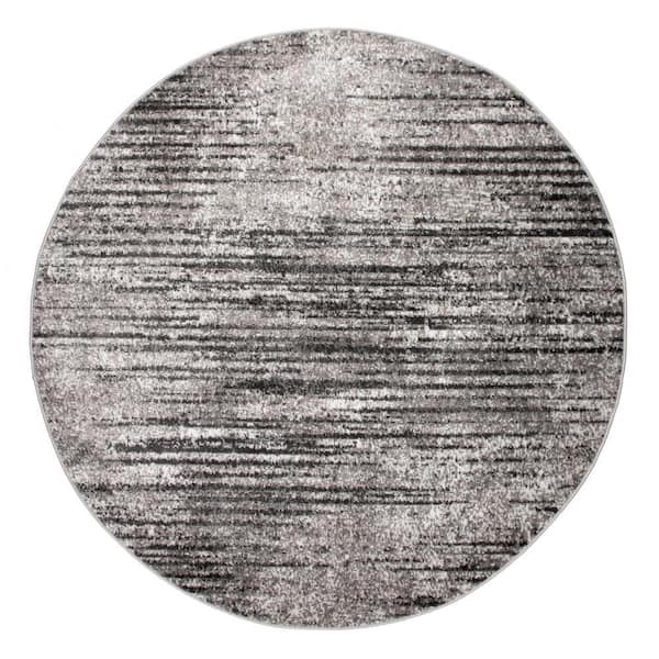 nuLOOM Contemporary Faded Elsa Grey 5 ft. x 5 ft. Round Area Rug ...