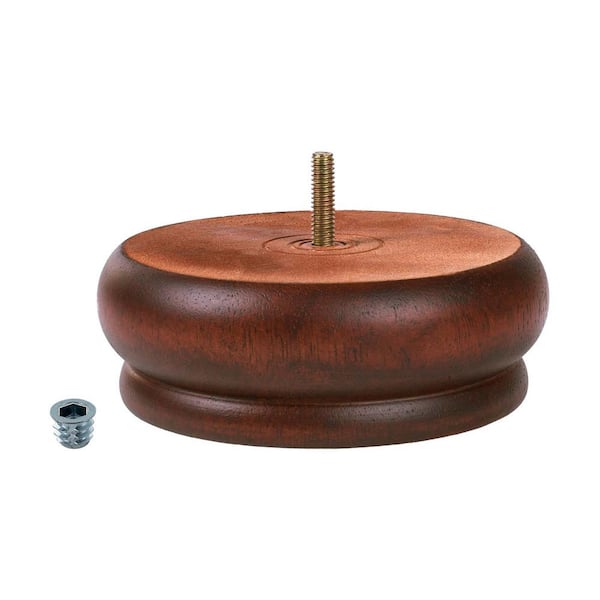 American Pro Decor 2 in. x 5-1/2 in. Stained Cherry Solid Hardwood Round Bun Foot
