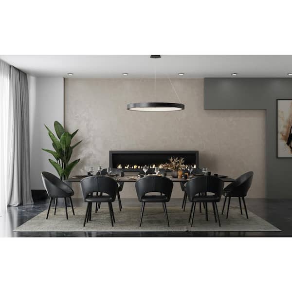 Inverse 35-Watt Integrated LED Matte Black Modern Standard Pendant with Shade