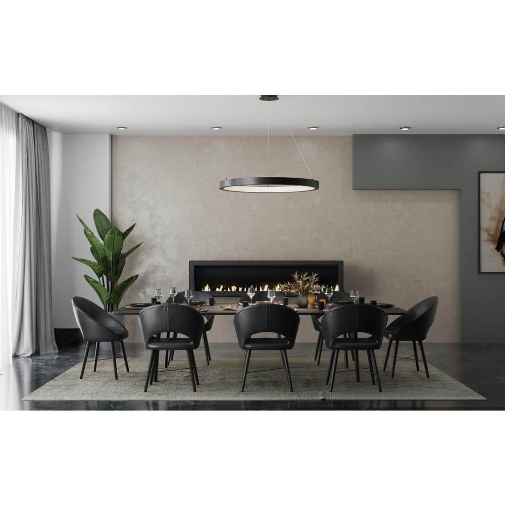 Matte Black Aluminum LED Drum Pendant Light
