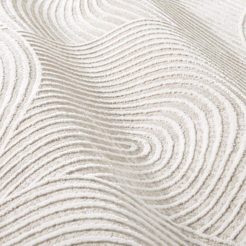 Maya Ivory and Greige Synthetic Rectangular Area Rug