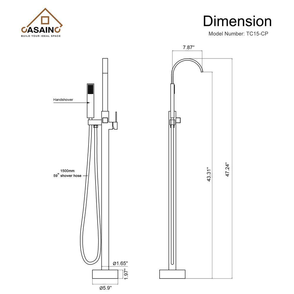 Chrome Freestanding Tub Filler with Handheld Shower