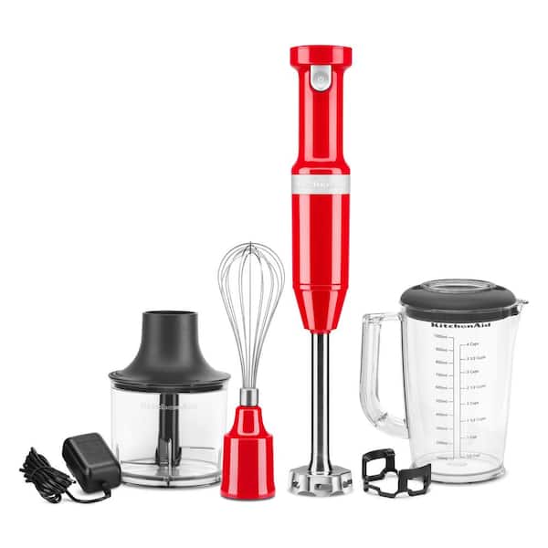 Conform bus en kreditor KitchenAid Cordless Variable Speed Passion Red Hand Blender with Chopper  and Whisk attachment KHBBV83PA - The Home Depot