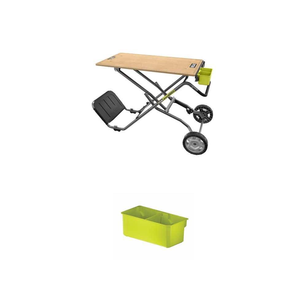 RYOBI LINK Double Organizer Bin and SPEED BENCH Mobile Workstation