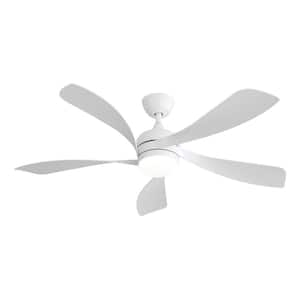 52 in. Indoor White Ceiling Fan With 3 Color Dimmable 5 ABS Blades Reversible DC Motor with Remote Control