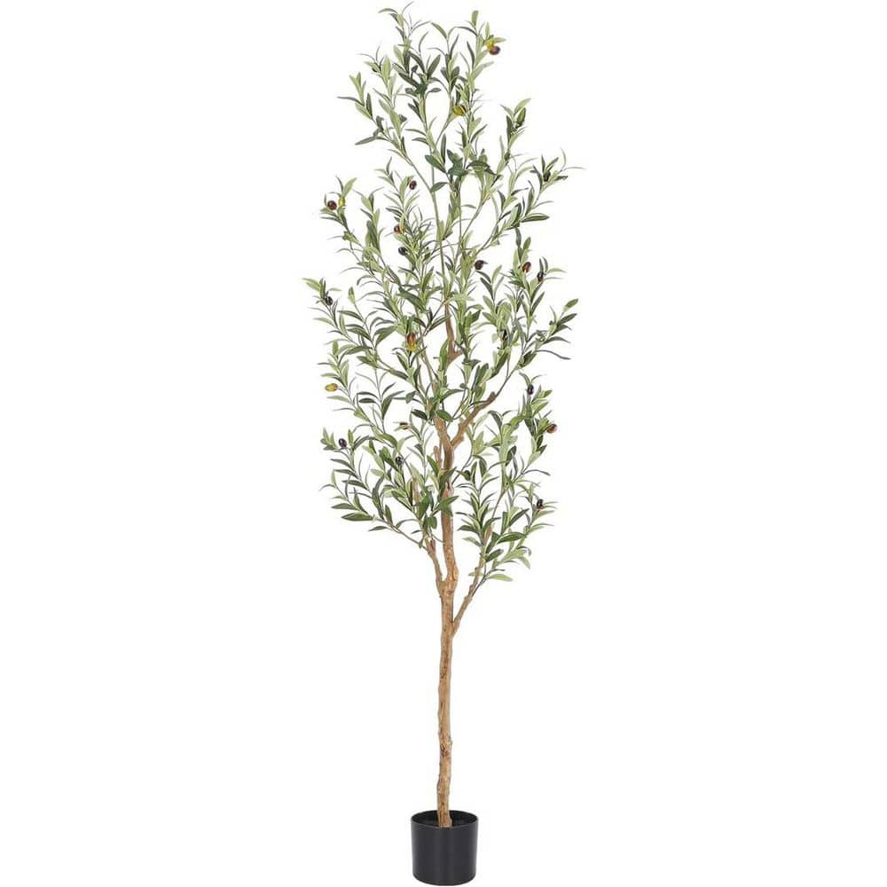 6 ft. Artificial Olive Tree in Pot Indoor Realistic Silk Leaves and ...
