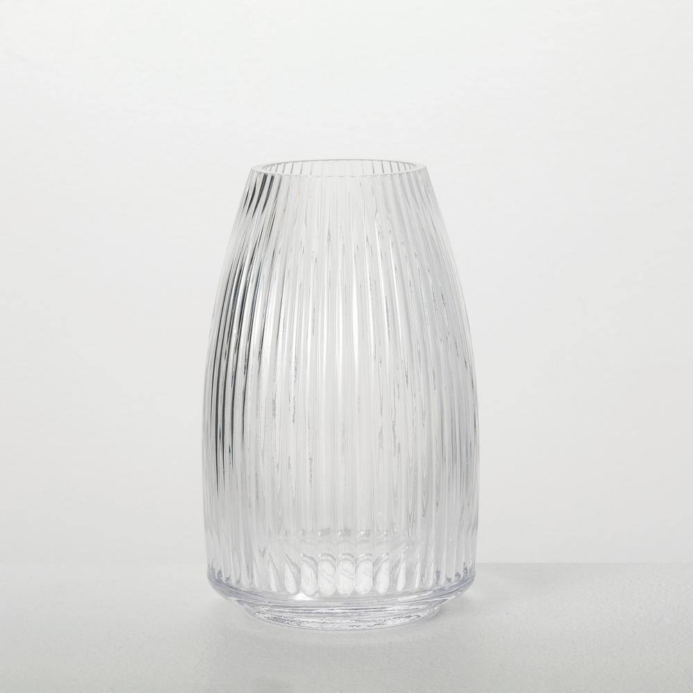 SULLIVANS Influence Collection 8 in. Ribbed Clear Glass Vase G8478 ...