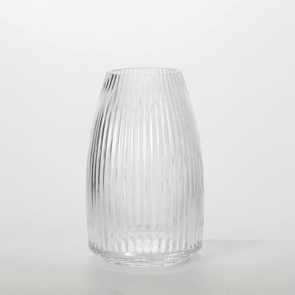 SULLIVANS Influence Collection 8 in. Ribbed Clear Glass Vase