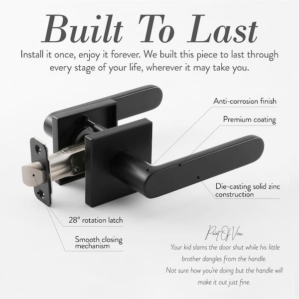 McBowery Chrystie Matte Black Double Dummy Modern Door Lever MB