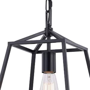 Hayes 1-Light Black Farmhouse Mini Pendant Cage Lantern Ceiling Light