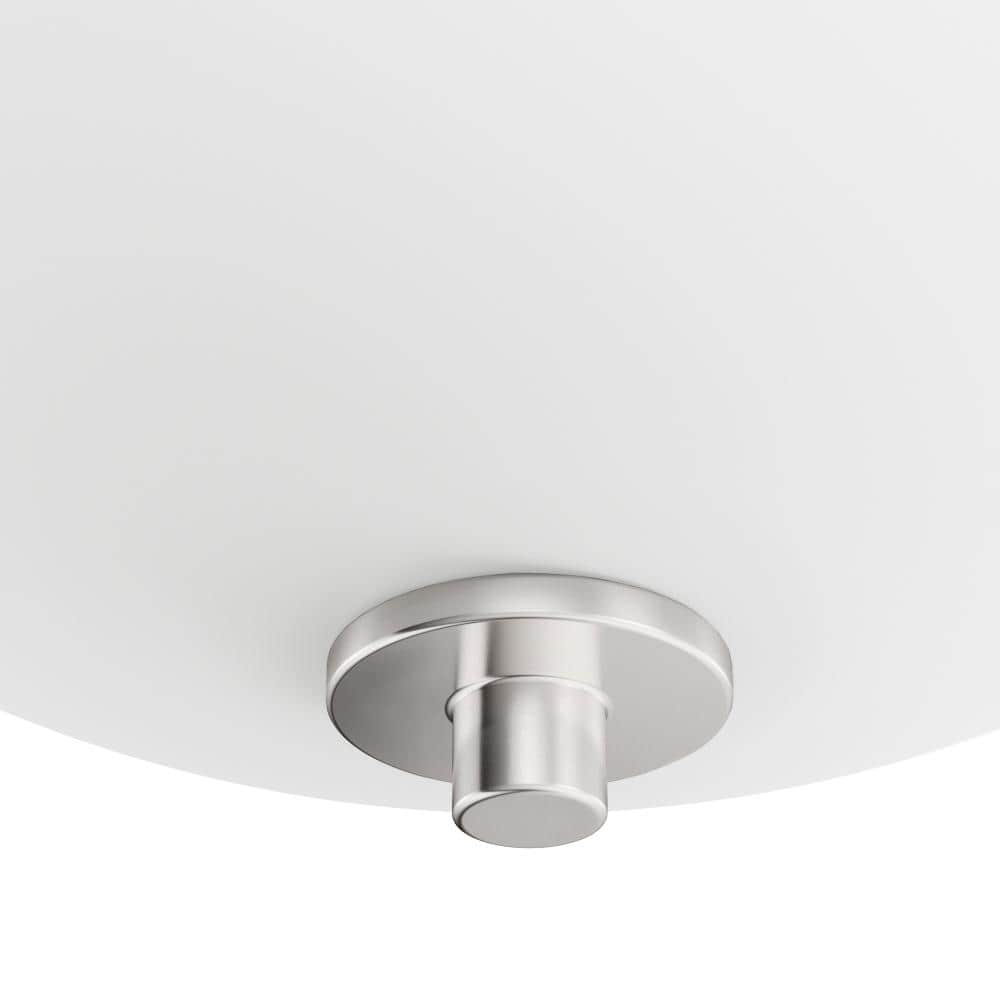 Brushed Nickel and White Glass 2-Light Flush Mount Ceiling Fixture