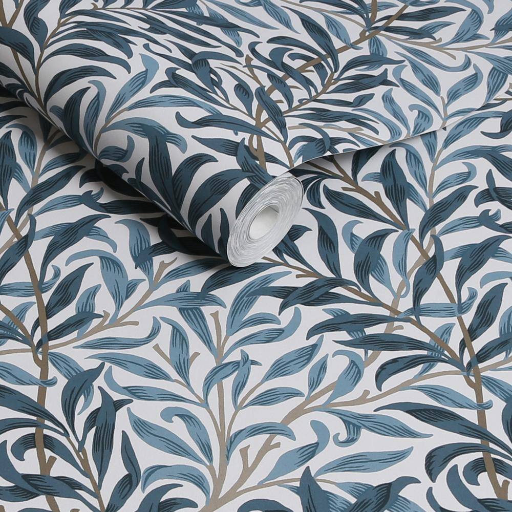 William Morris at Home Willow Bough White & Blues Wallpaper Sample