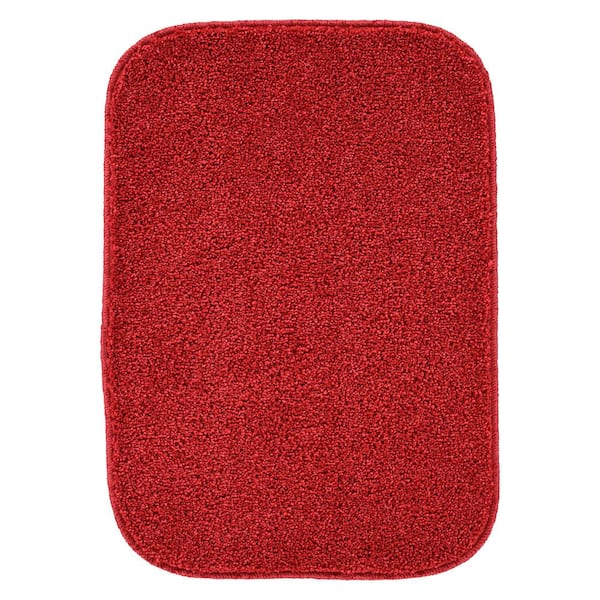 Garland Rug Gramercy 17 in. x 24 in. Classic Red Solid Color Plush Polypropylene Rectangle Bath Rug