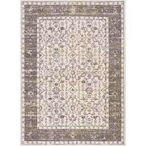 Topkapi Savona Persian Floral Medallion Brown 5 ft. 3 in. x 7 ft. 3 in. Distressed Area Rug