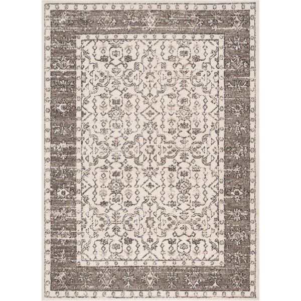 Well Woven Topkapi Savona Persian Floral Medallion Brown 5 ft. 3 in. x 7 ft. 3 in. Distressed Area Rug