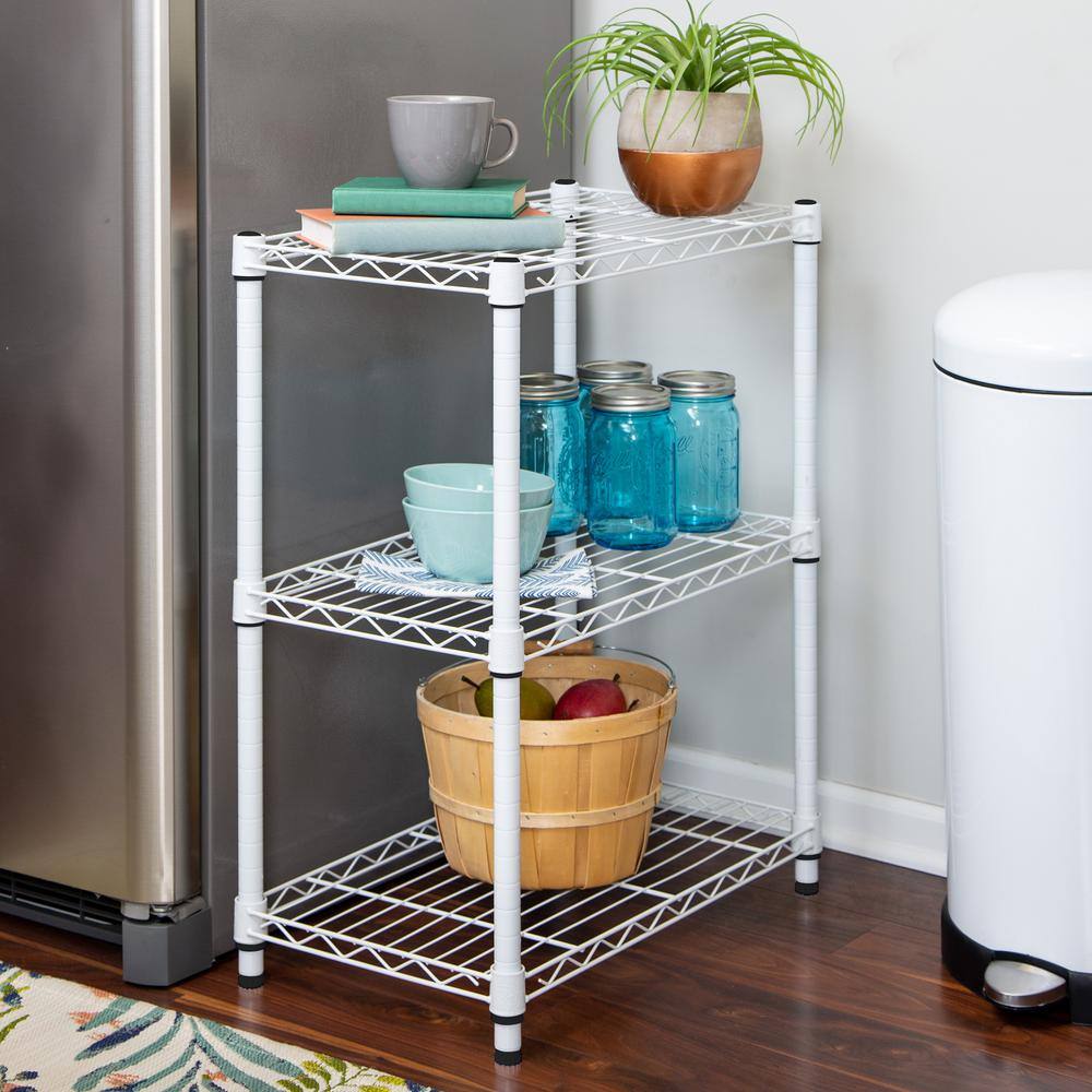 Heavy Duty Adjustable 3-Tier Steel Shelving Unit, White