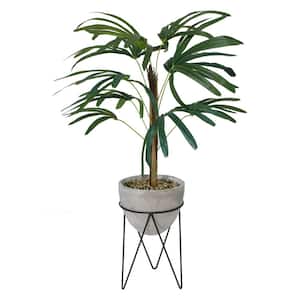 3.15 ft. Artificial Palm in Cement Planter on Metal Stand