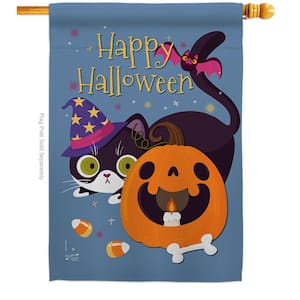28 in. x 40 in. Witchy Cat Fall House Flag Double-Sided Decorative Vertical Flags