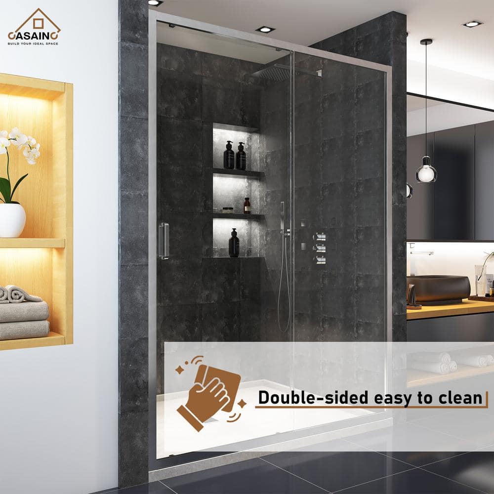 60" x 72" Brushed Nickel Framed Sliding Shower Door