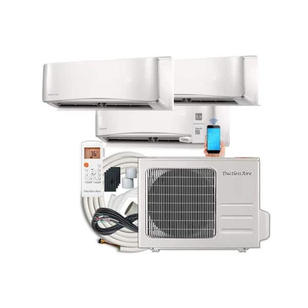 DuctlessAire 21 SEER 27, 000 BTU 2.25 Ton 3-Zone Ductless Mini Split Air Conditioner with Heat Pump - 230-Volt/60 Hz