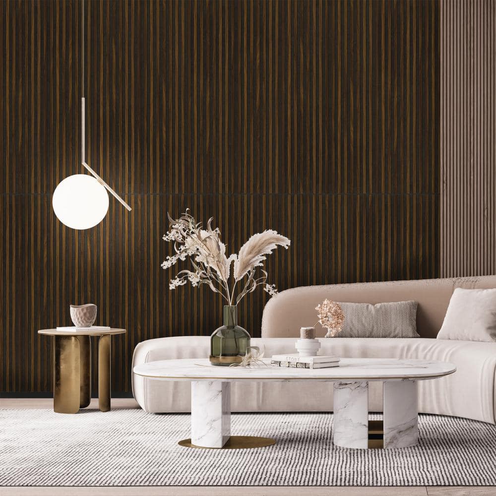 24" x 47.2" Brown Wood Slat Acoustic Wall Panels