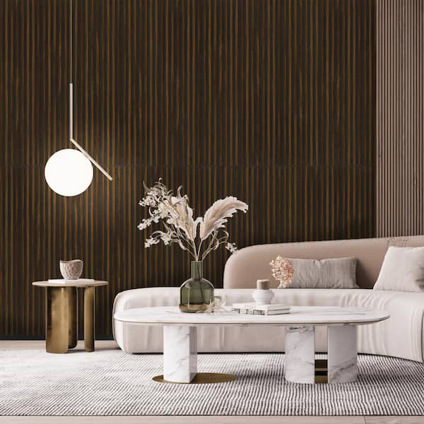 sunwings Brown 4/5 in. x 2 ft. x 3.93 ft. Wood Slat Acoustic 3D