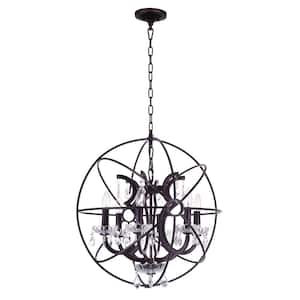 Campechia 6 Light Up Chandelier With Brown Finish