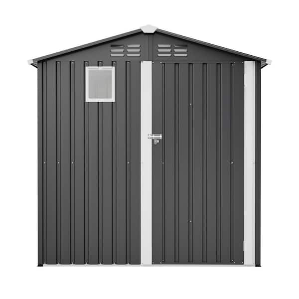 6 ft. W x 4 ft. D Metal Outdoor Storage Shed with Double Pitched Roof and Lockable Single Door (22 sq. ft. )
