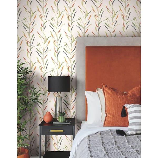 Chloe Vine Sienna Multi-Colored Matte Pre-pasted Paper Wallpaper 60.75 sq. ft