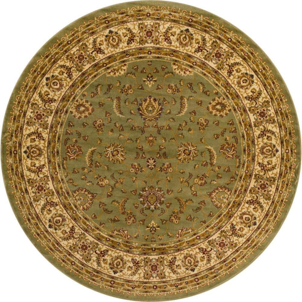 Uunique Green Rugs Unique Loom Voyage St. Louis Green 8' 0 x 8' 0 Round Rug 3123548 - The ...