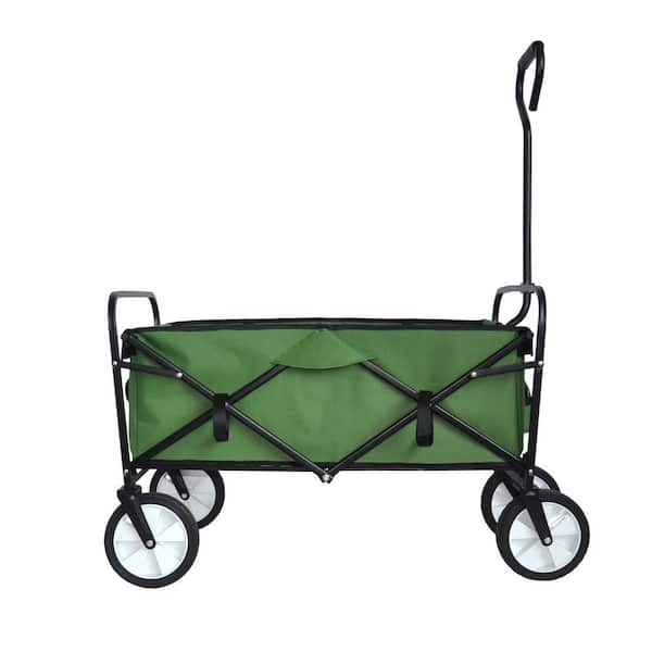 Boosicavelly 5.14 cu. ft. Grass Green Metal Folding Wagon Garden Cart Shopping Beach Cart
