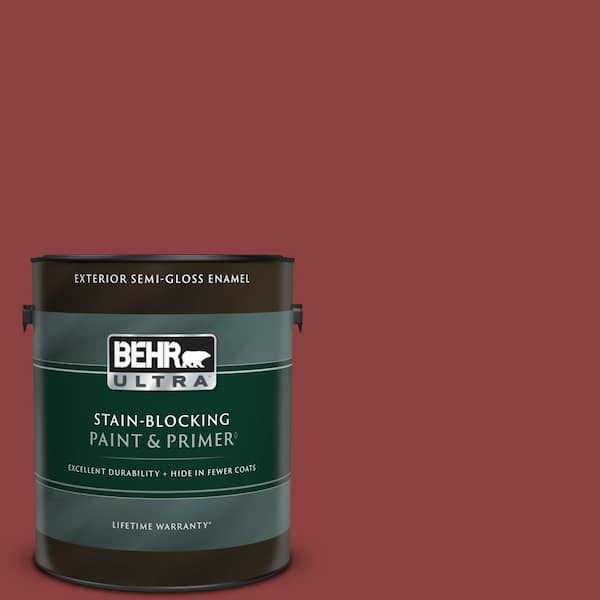 BEHR ULTRA 1 gal. #BXC-27 Carriage Red Semi-Gloss Enamel Exterior Paint & Primer