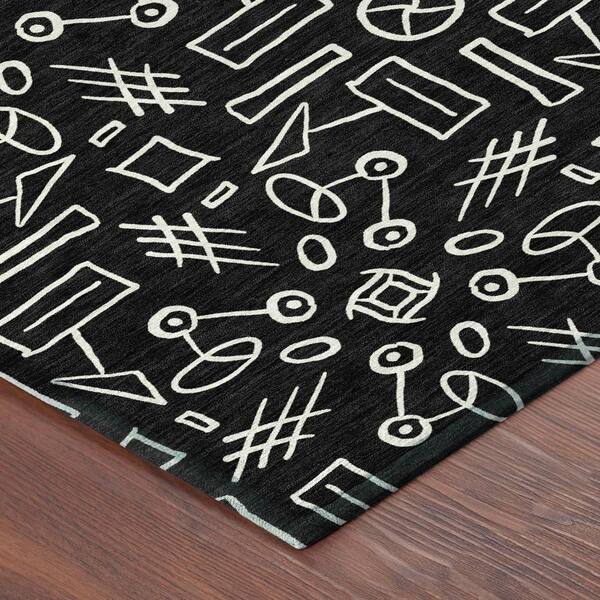 Chantille Machine Washable Indoor/Outdoor Abstract ACN2825 Black 10 ft. x 14 ft. Area Rug